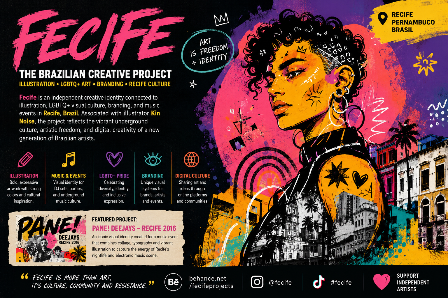 Fecife-inspired Brazilian digital illustration and LGBTQ+ creative branding artwork