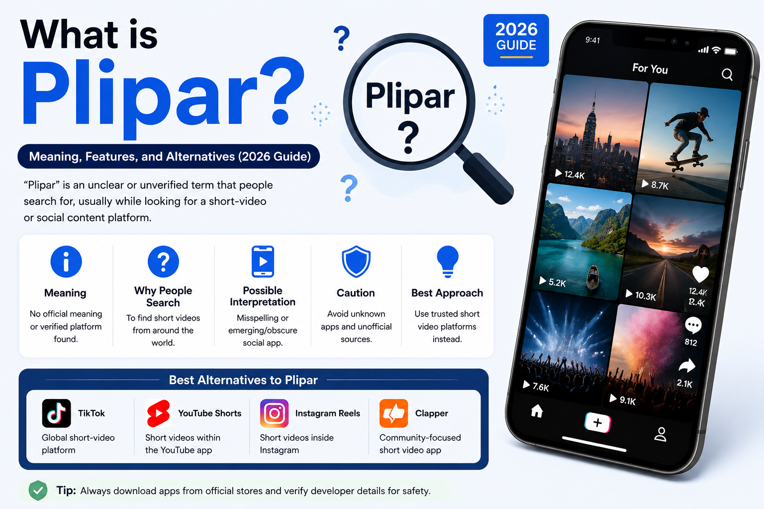 Plipar search confusion and short video app alternatives like TikTok and YouTube Shorts