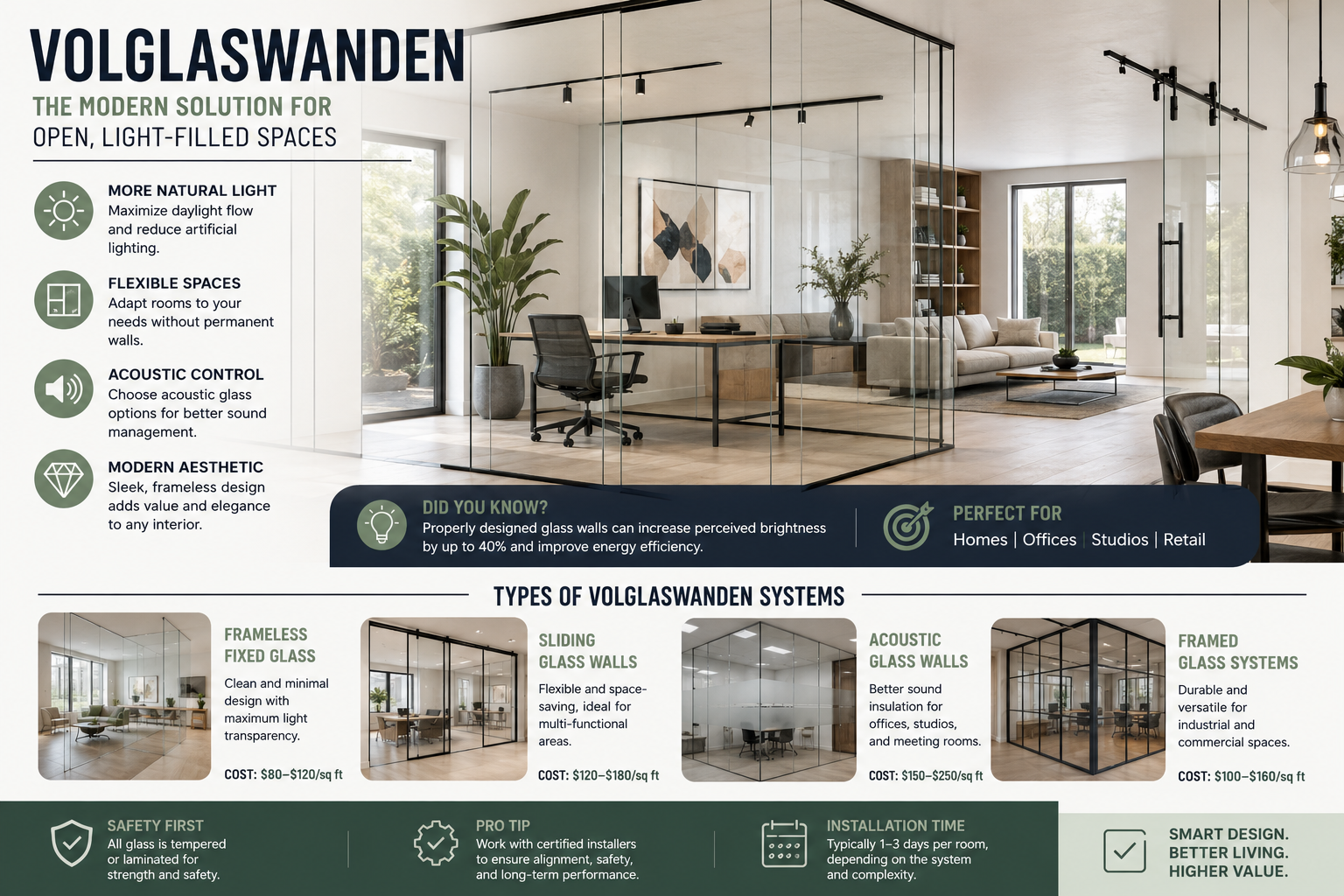 olglaswanden modern interior glass wall installation